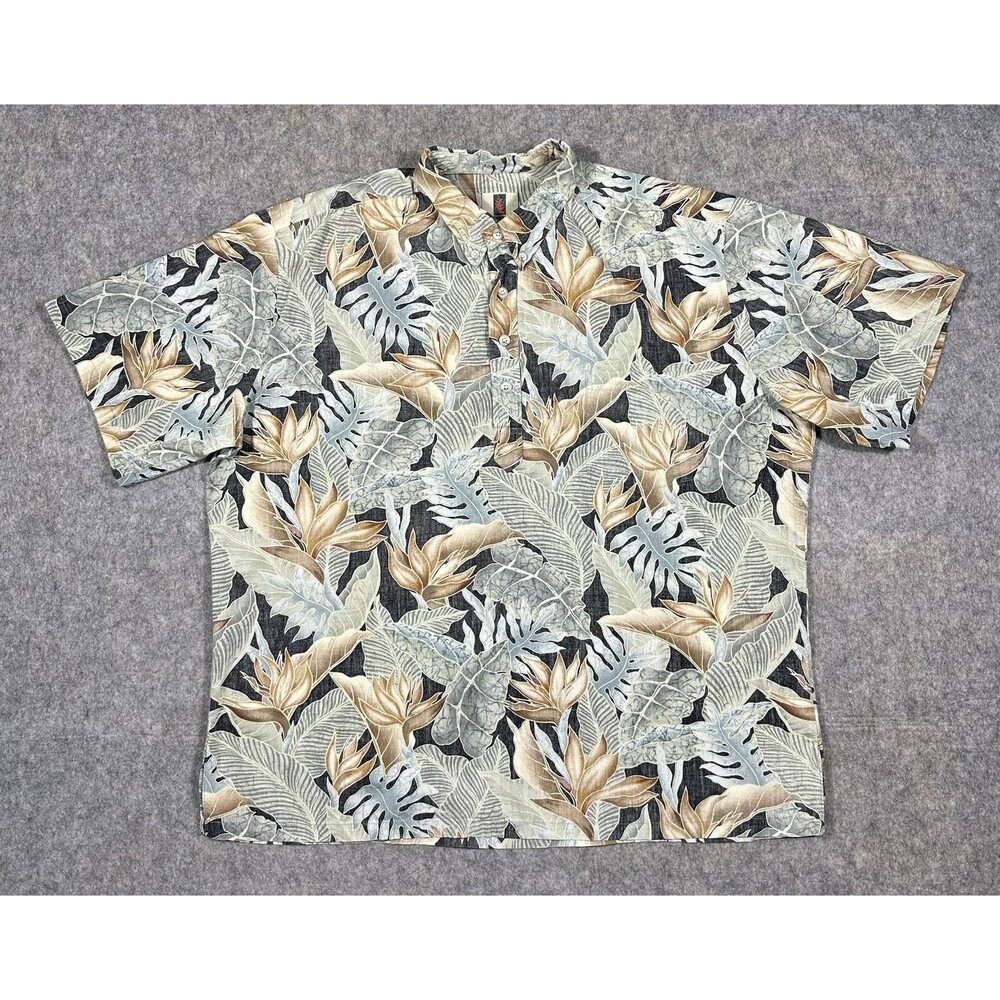 Tori Richard Hawaiian Shirt Men’s XXL Floral 1/4 Button Short Sleeve Beach Boat